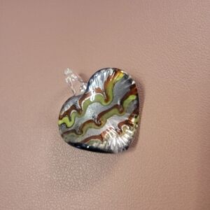 Colorful Heart-Shaped Glass Pendant